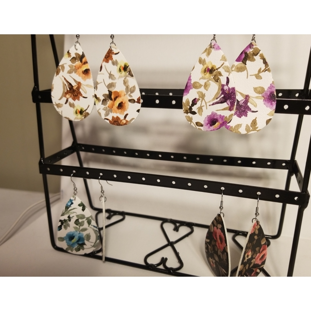 Set of faux leather earrings | 4 Pairs - Picture 6 of 6